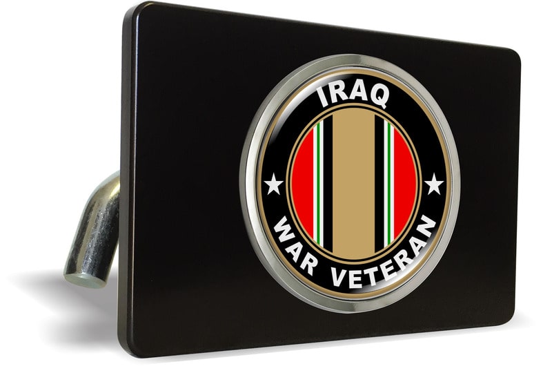 Iraq War Veteran - Tow Hitch Cover with Chrome Emblem